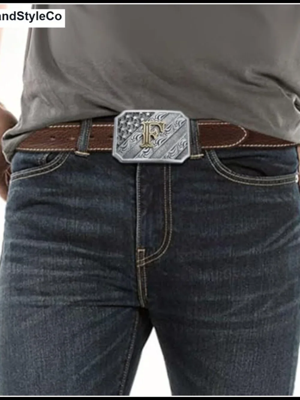 Western Belt Buckle Initial Letter A-Z Cowboy Zinc Alloy